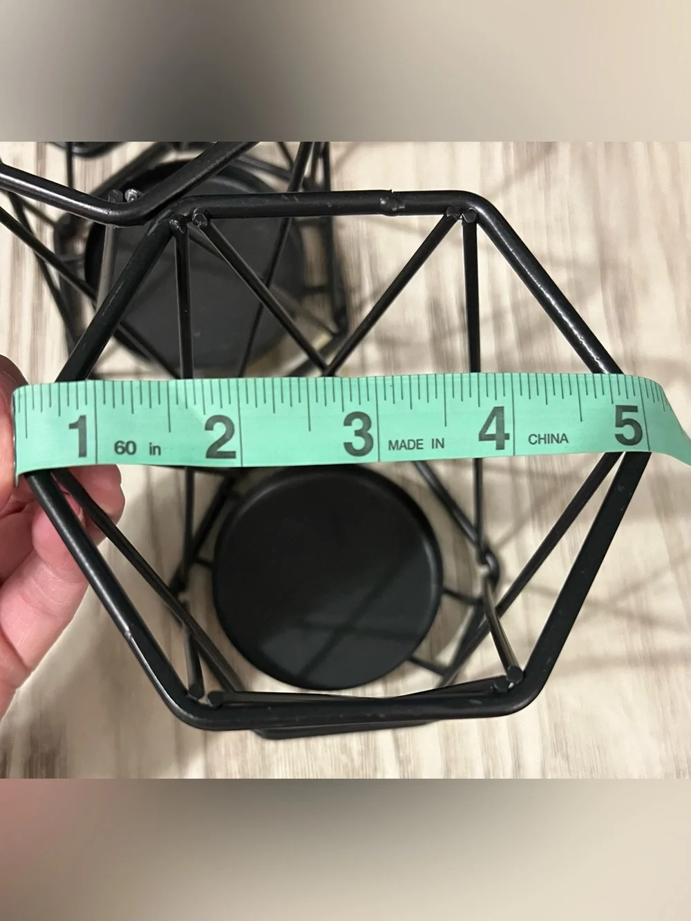 Set of 4 Black Metal Geometric Candle Holders Modern Farmhouse Decor